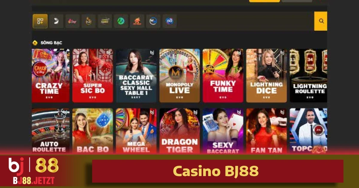 Casino BJ88 1 Casino BJ88 là một nền tảng cá cược trực tuyến hàng đầu, chuyên cung cấp các dịch vụ sòng bài trực tuyến với đa dạng trò chơi